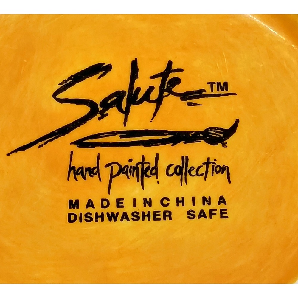 Salute Hand Painted Collection Yellow Cereal Soup Bowls Set of 3 Stoneware - Picture 3 of 6